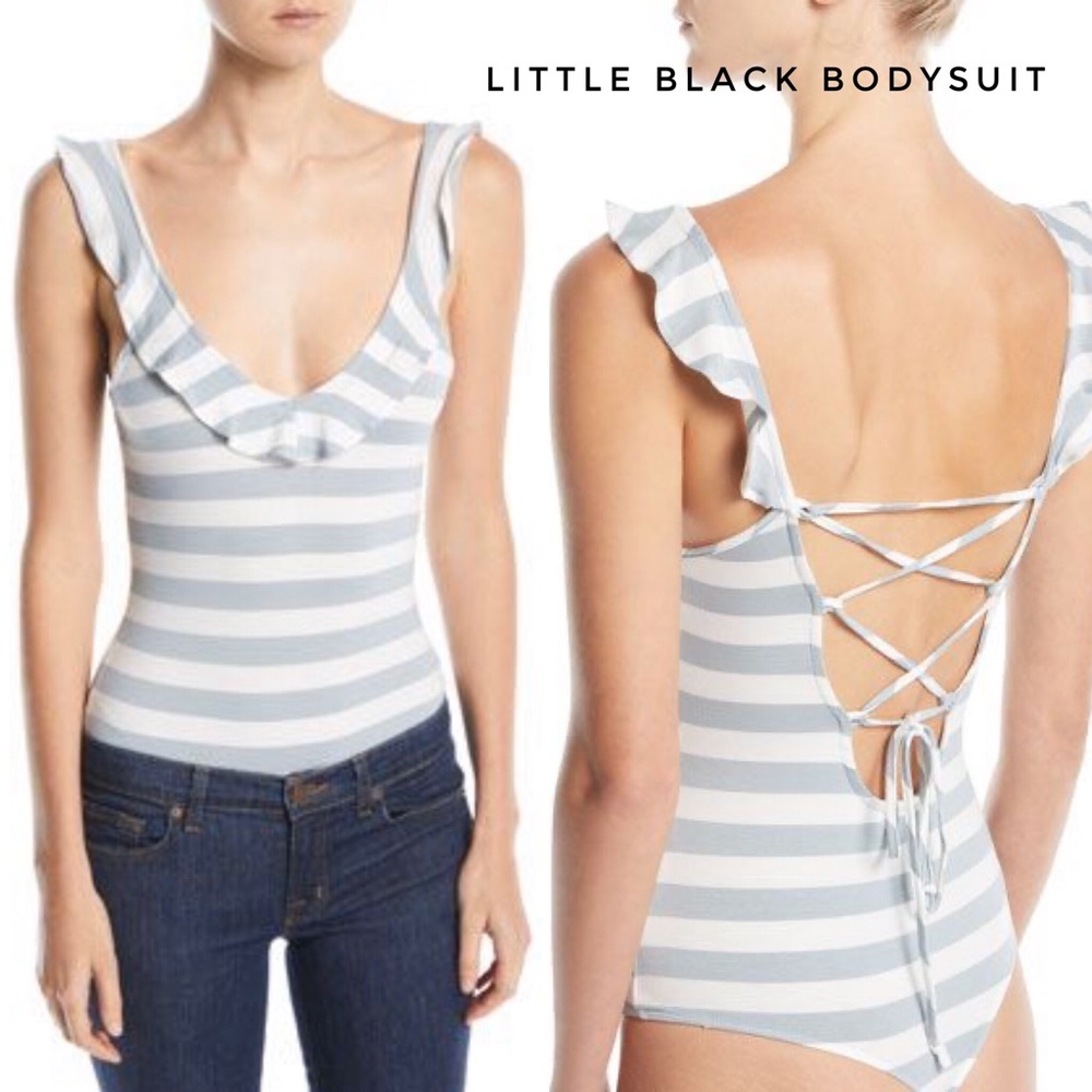 NEW Little Black Bodysuit Striped Small or Medium